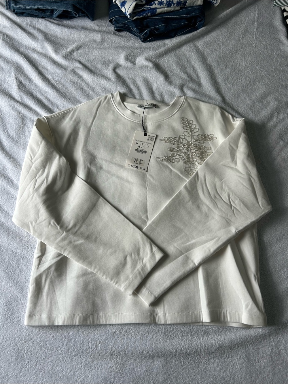 Zara Sweater with Embroidered Snowflake Detail